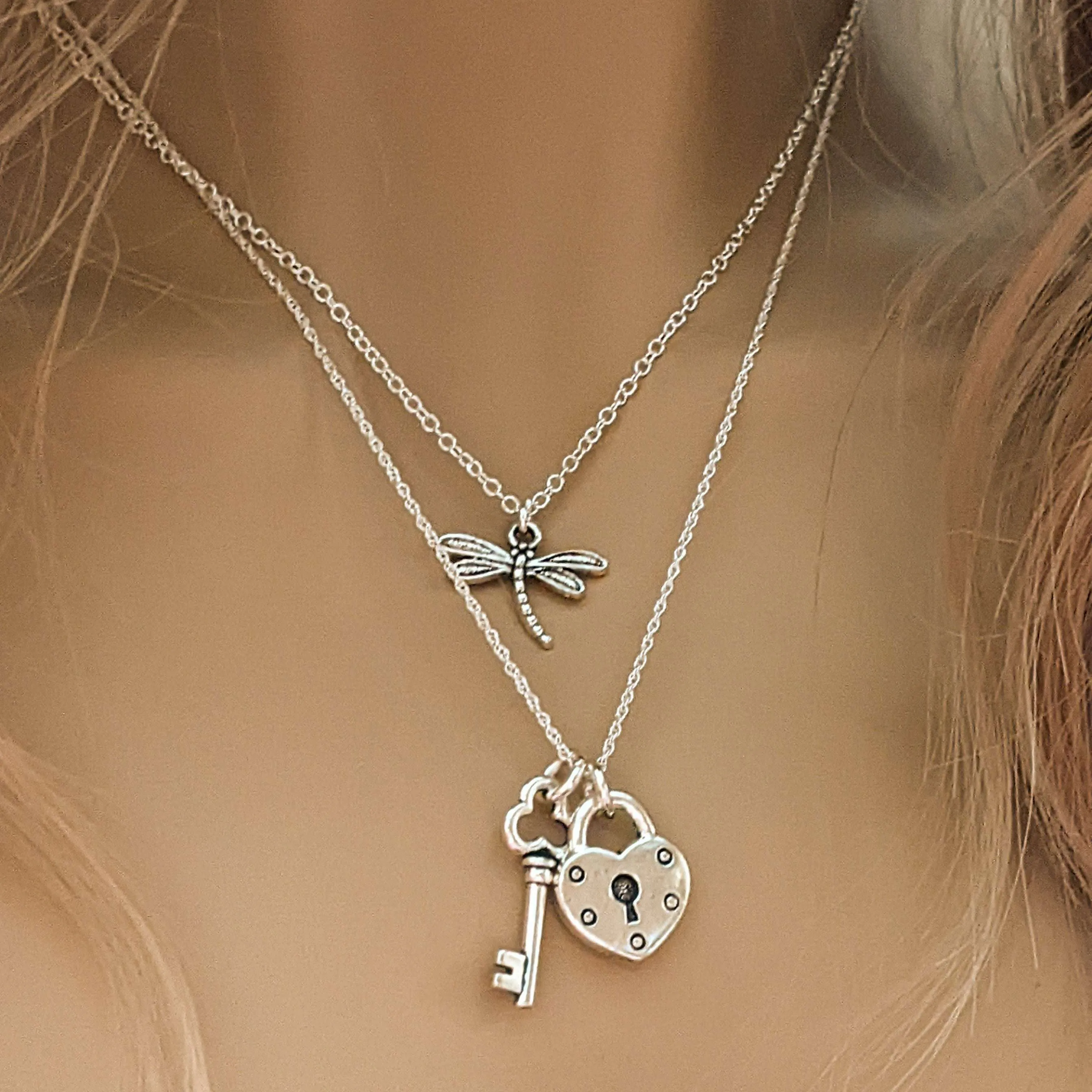 Key to my Heart Lock Layered Necklace Set