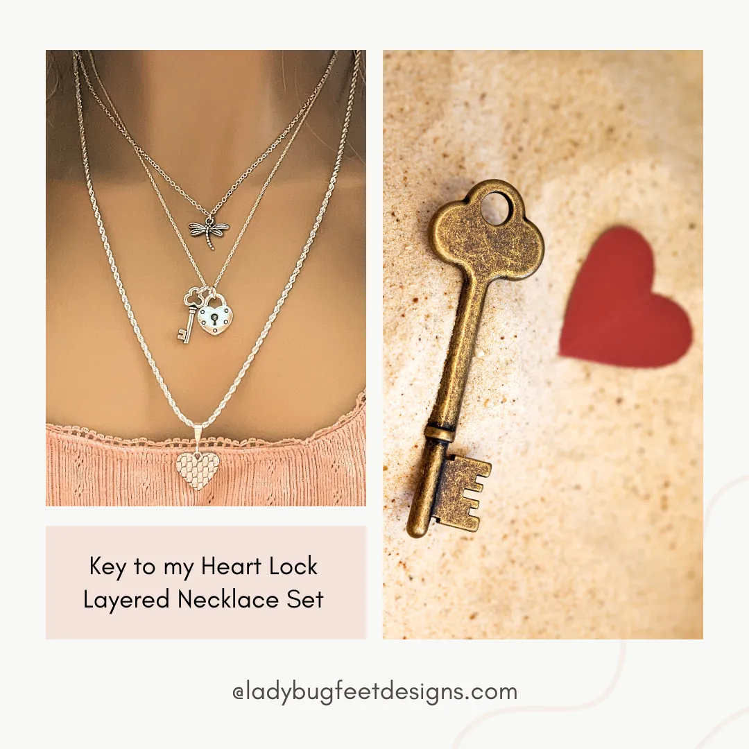 Key to my Heart Lock Layered Necklace Set