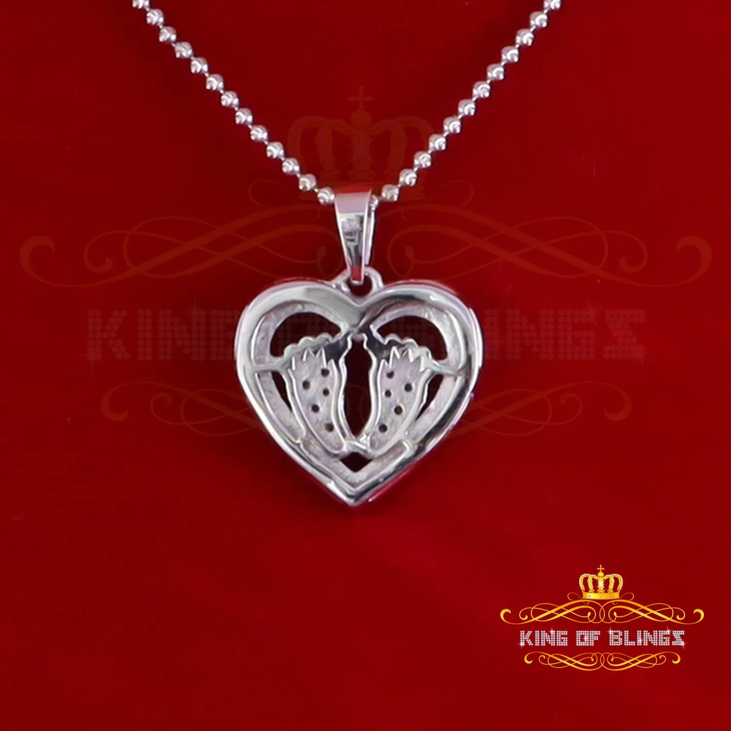 King Of Bling's 925 Silver White Heart Child feet 1.50ct VVS D Moissanite Mom Pendant For Women