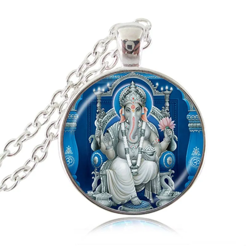 Lord Ganesh Ganesha Necklace God of Fortune Pendant Hindu Elephant Necklace Buddha Meditation Spiritual Jewelry  Necklace