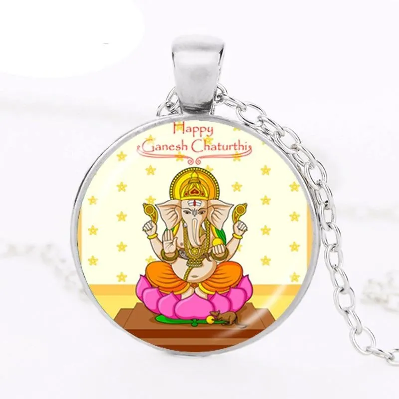 Lord Ganesh Ganesha Necklace God of Fortune Pendant Hindu Elephant Necklace Buddha Meditation Spiritual Jewelry  Necklace