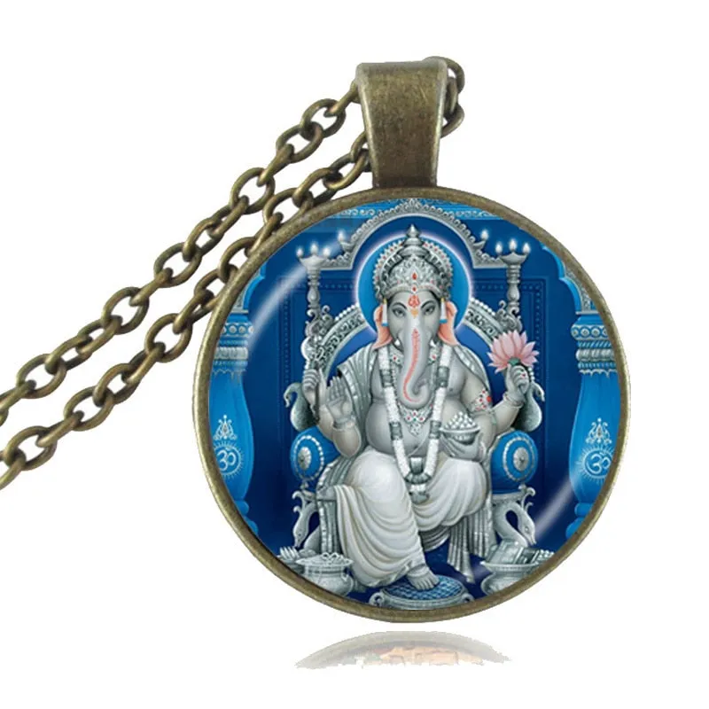 Lord Ganesh Ganesha Necklace God of Fortune Pendant Hindu Elephant Necklace Buddha Meditation Spiritual Jewelry  Necklace