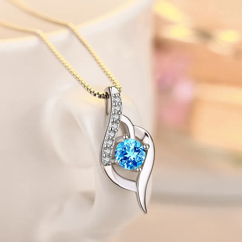 Modern Blue Stone Korean Crystal Stone Women's Chain Jewelry Custom Chockers Pendant Necklaces For Women