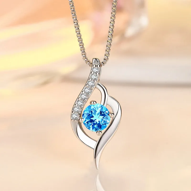 Modern Blue Stone Korean Crystal Stone Women's Chain Jewelry Custom Chockers Pendant Necklaces For Women