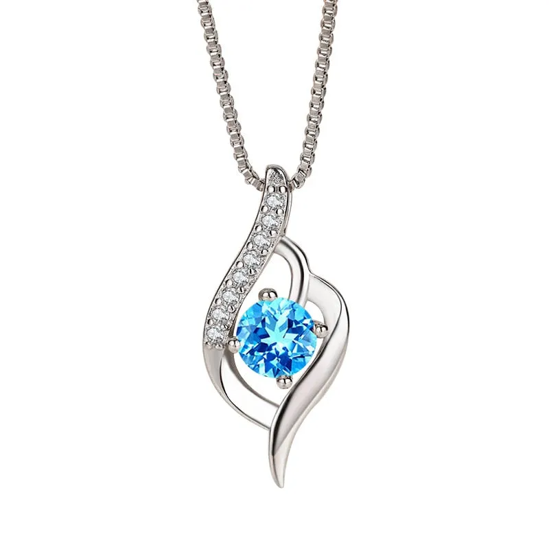 Modern Blue Stone Korean Crystal Stone Women's Chain Jewelry Custom Chockers Pendant Necklaces For Women