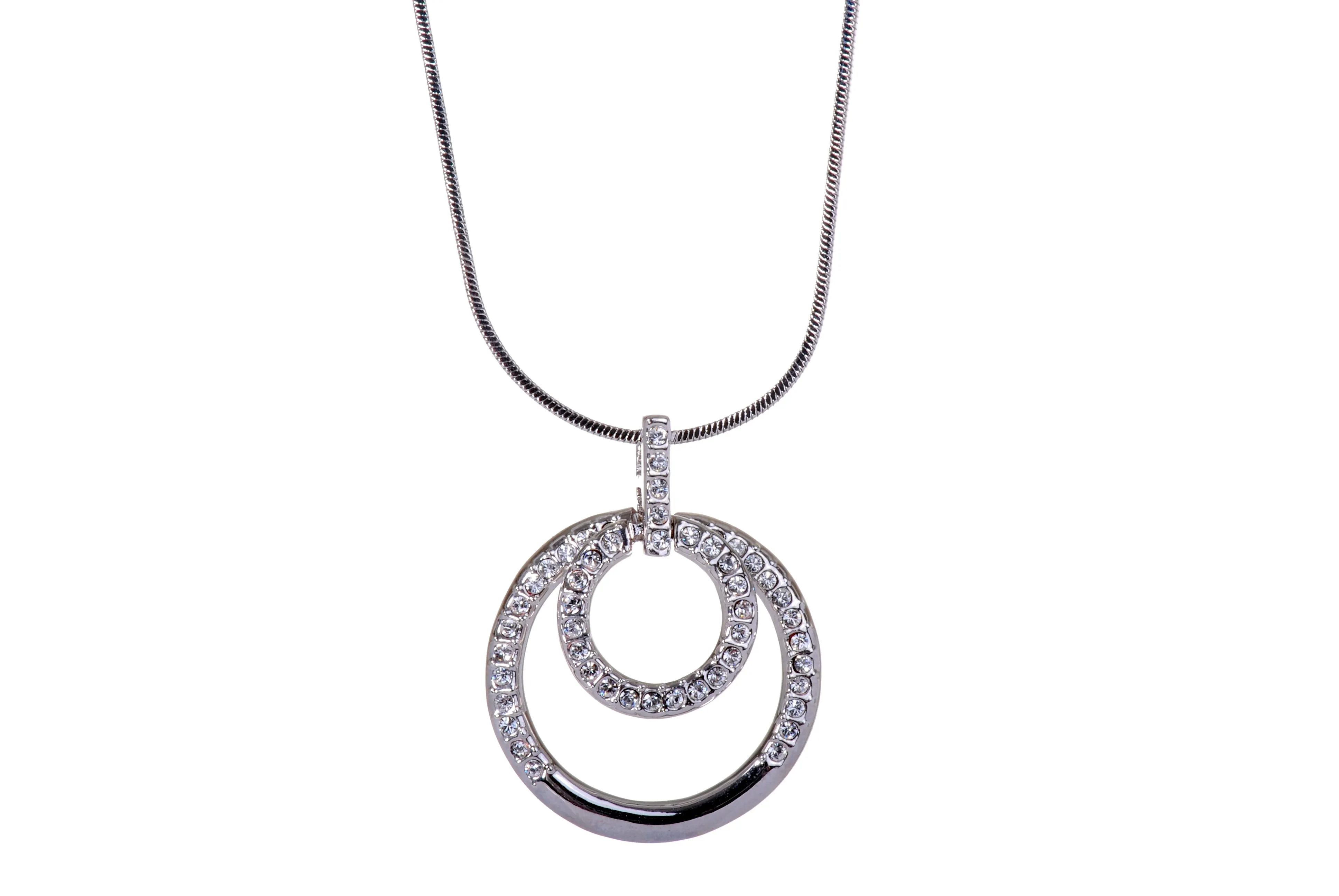 N7137 Elegant Double Loop Swarovski Element Crystal Pendant Necklace