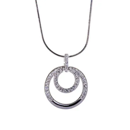 N7137 Elegant Double Loop Swarovski Element Crystal Pendant Necklace