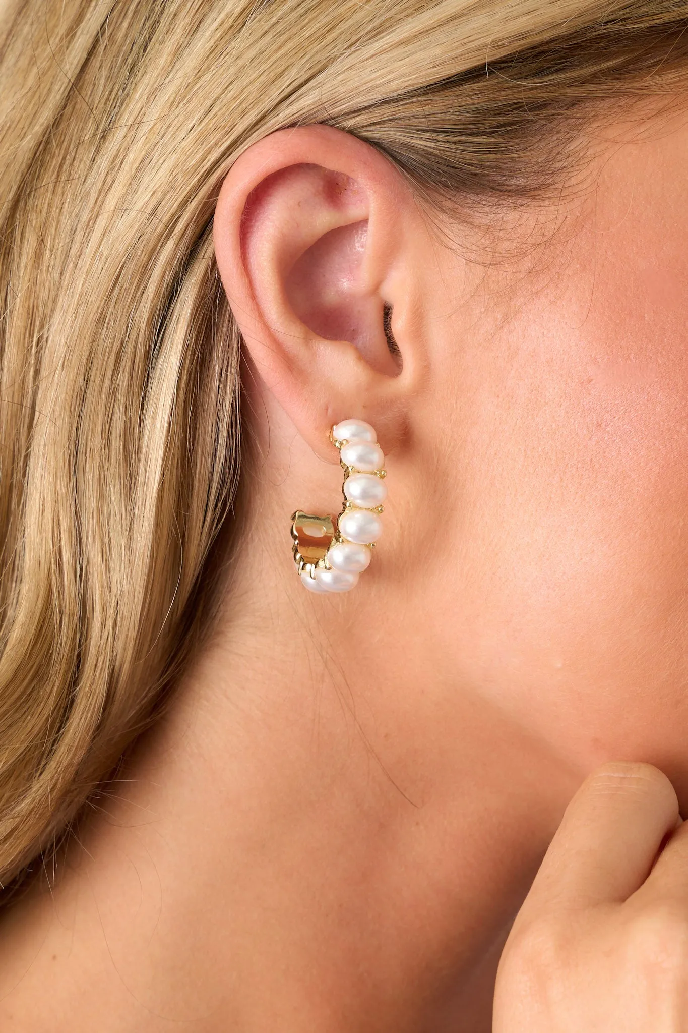 Never As It Seems Gold & Pearl Hoop Earrings