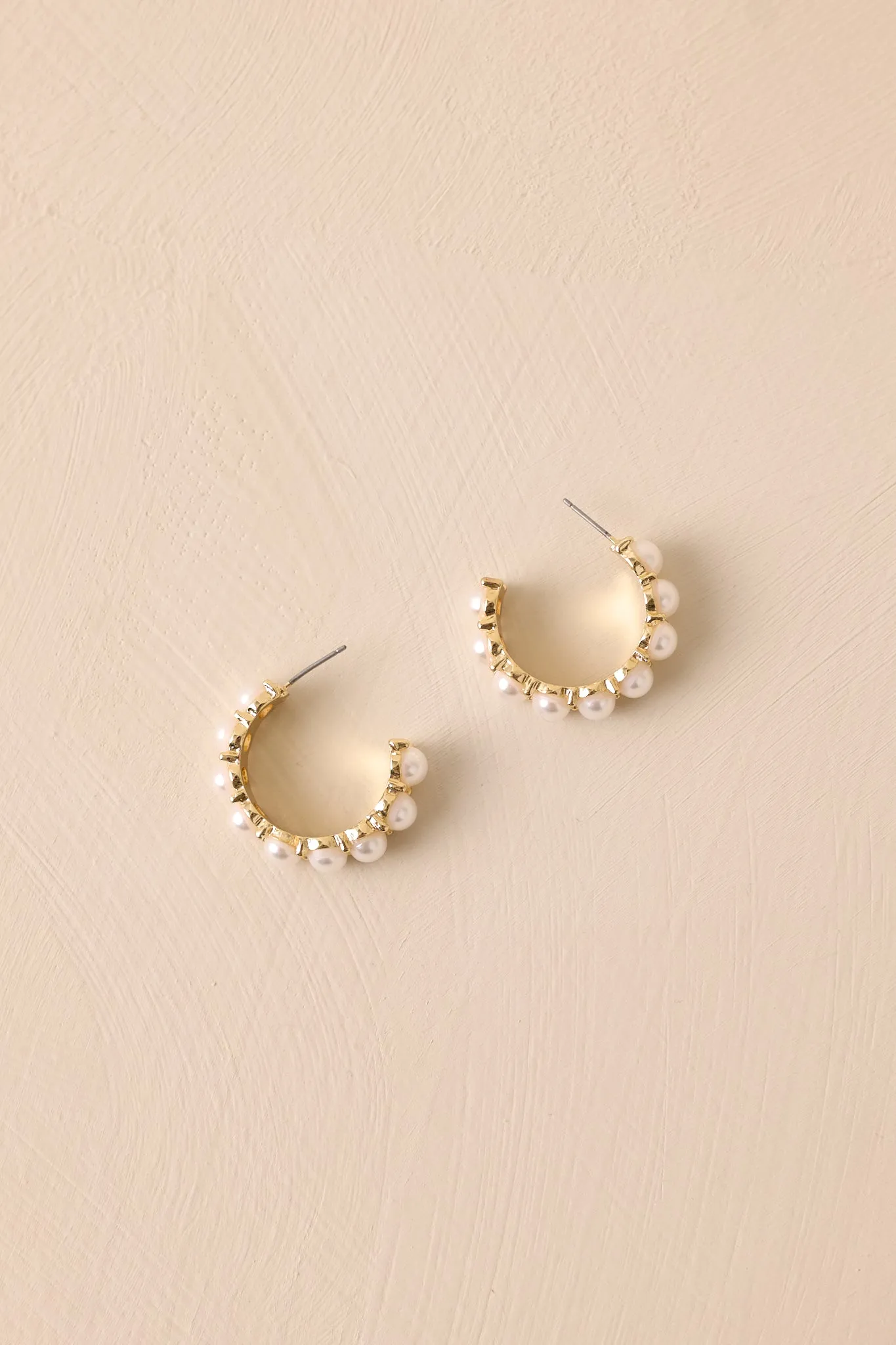 Never As It Seems Gold & Pearl Hoop Earrings