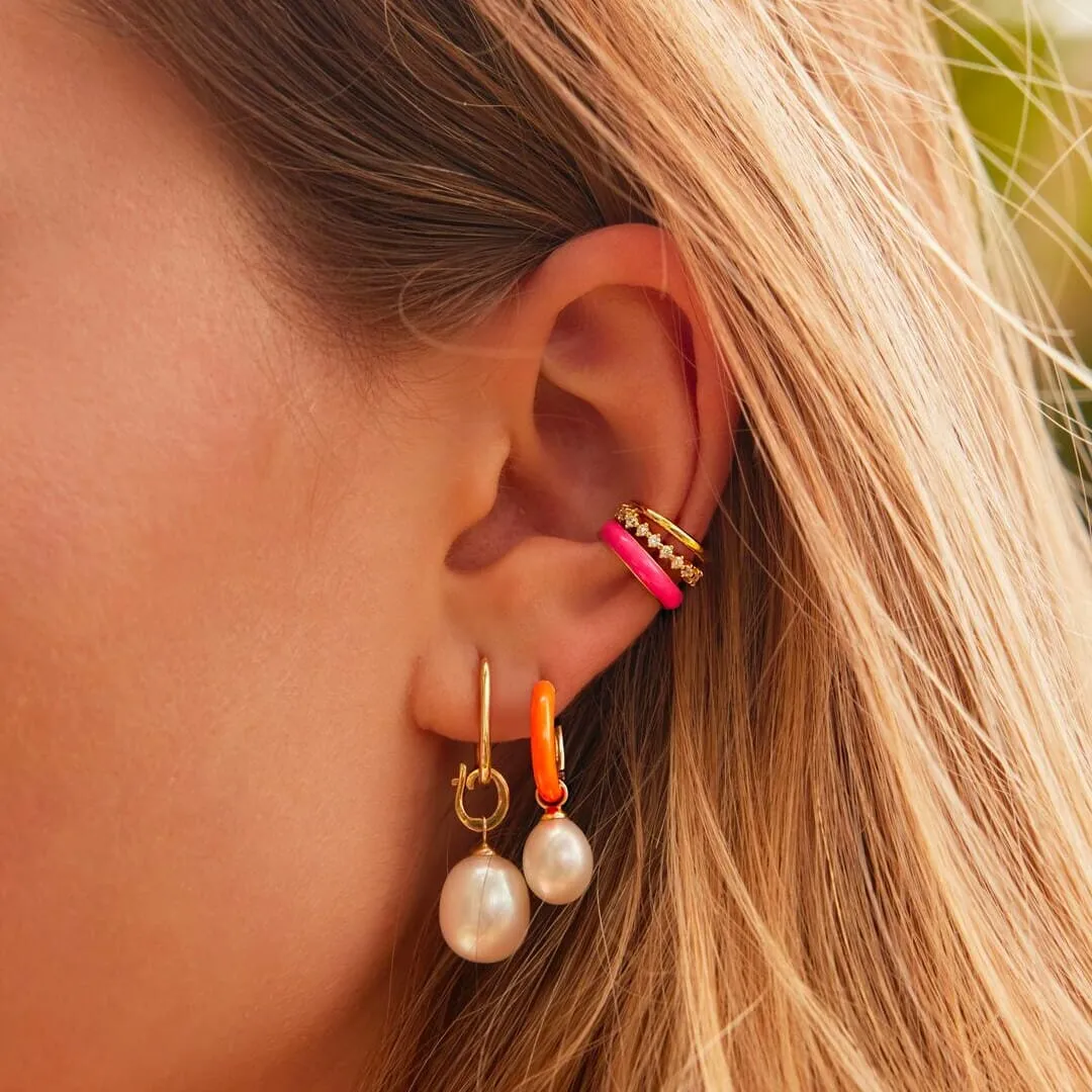 Oakes neon orange enamel ear cuff