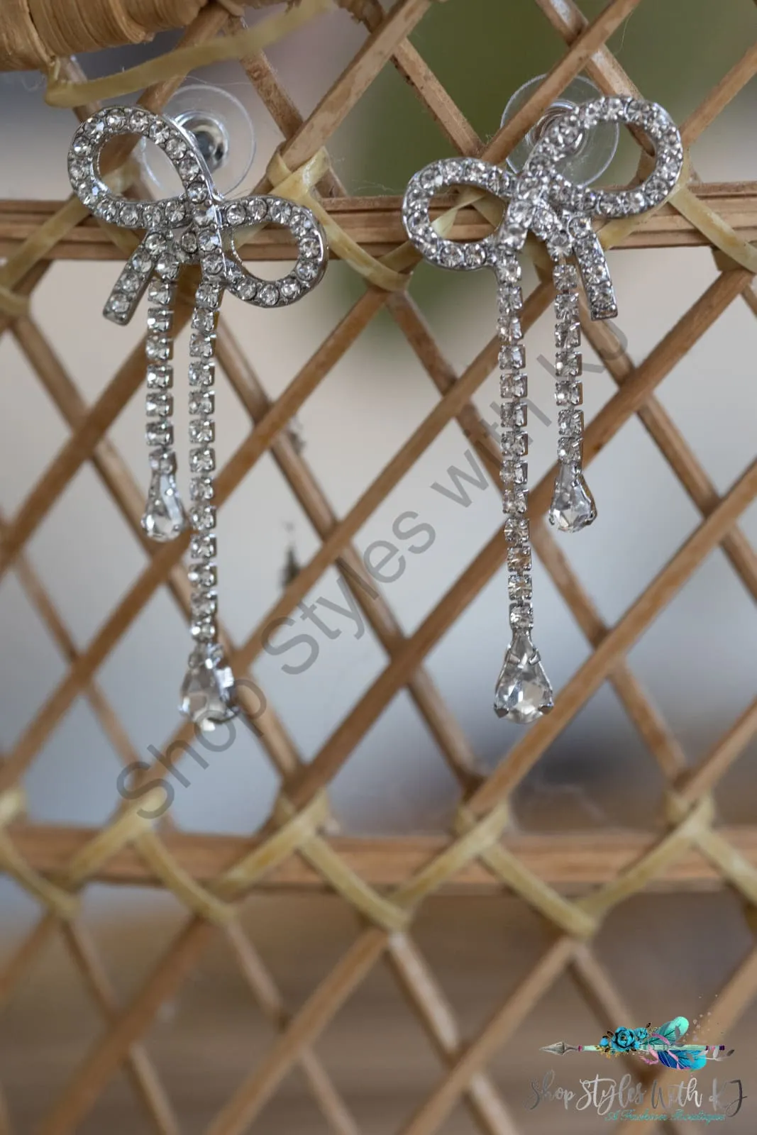 Pave Rhinestone Ribbon Earrings