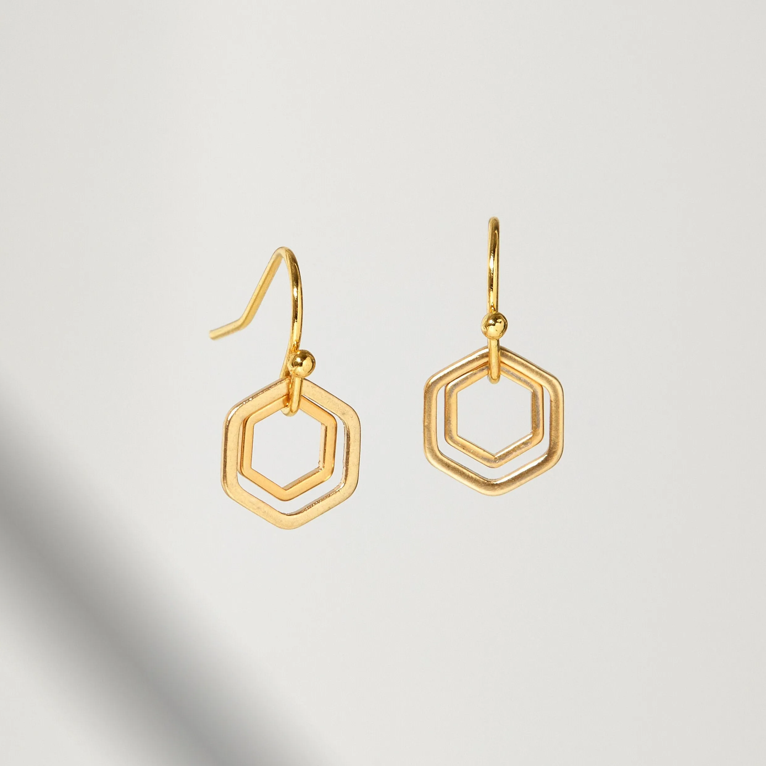 "Le Contour" Matte Gold Tiny Hexagon Hoops