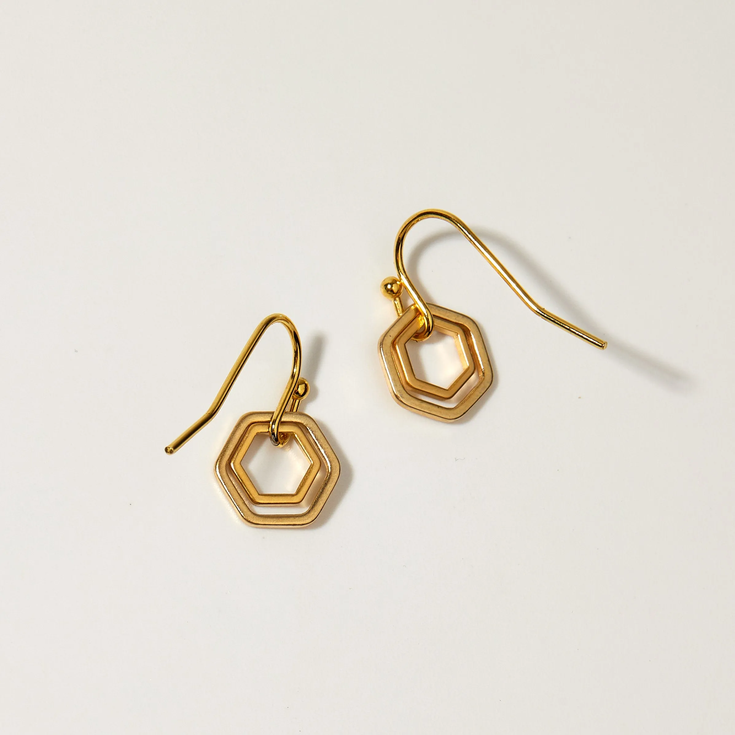 "Le Contour" Matte Gold Tiny Hexagon Hoops