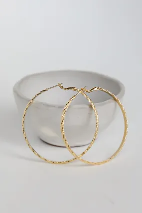 Sara Gold Textured Hoop Earrings