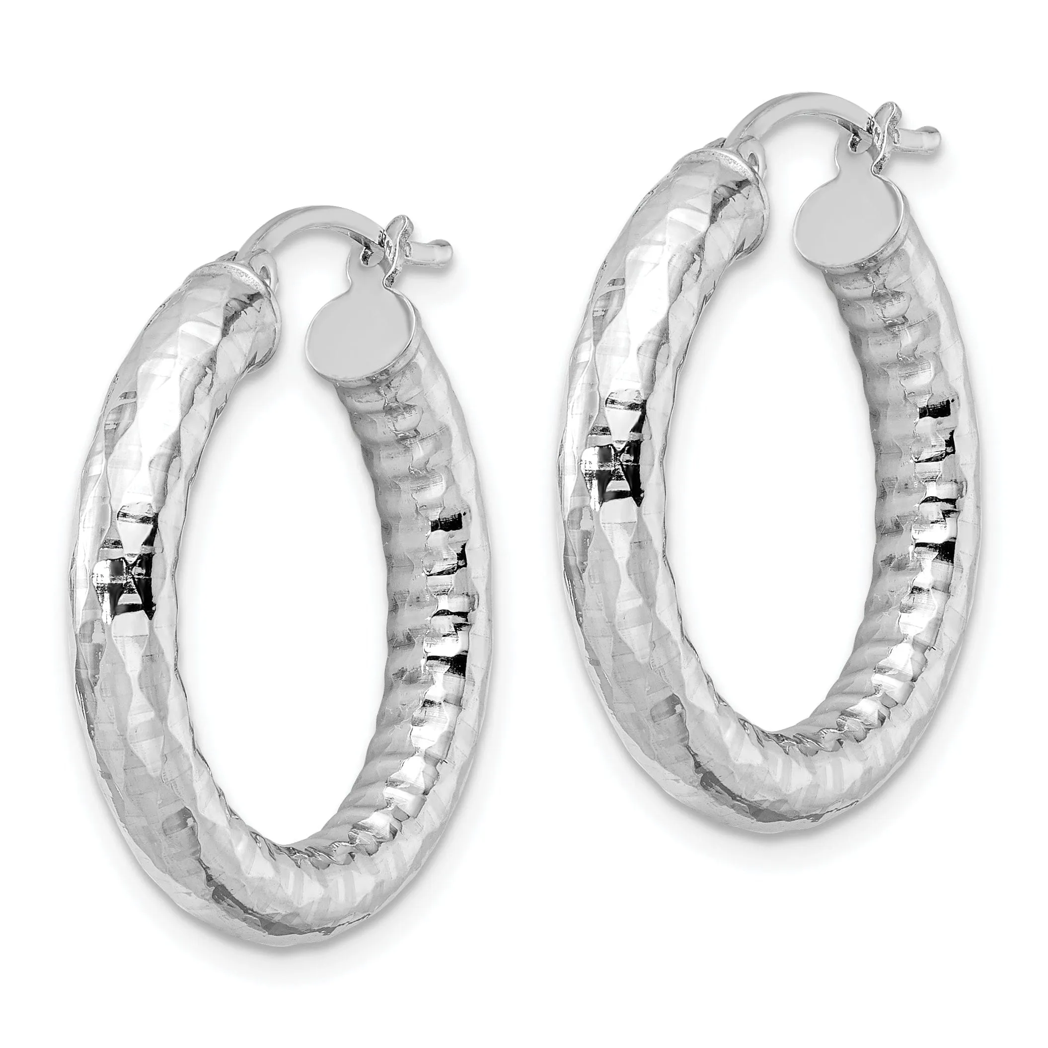 Silver D.C Hollow Hoop Hinged Back Earrings