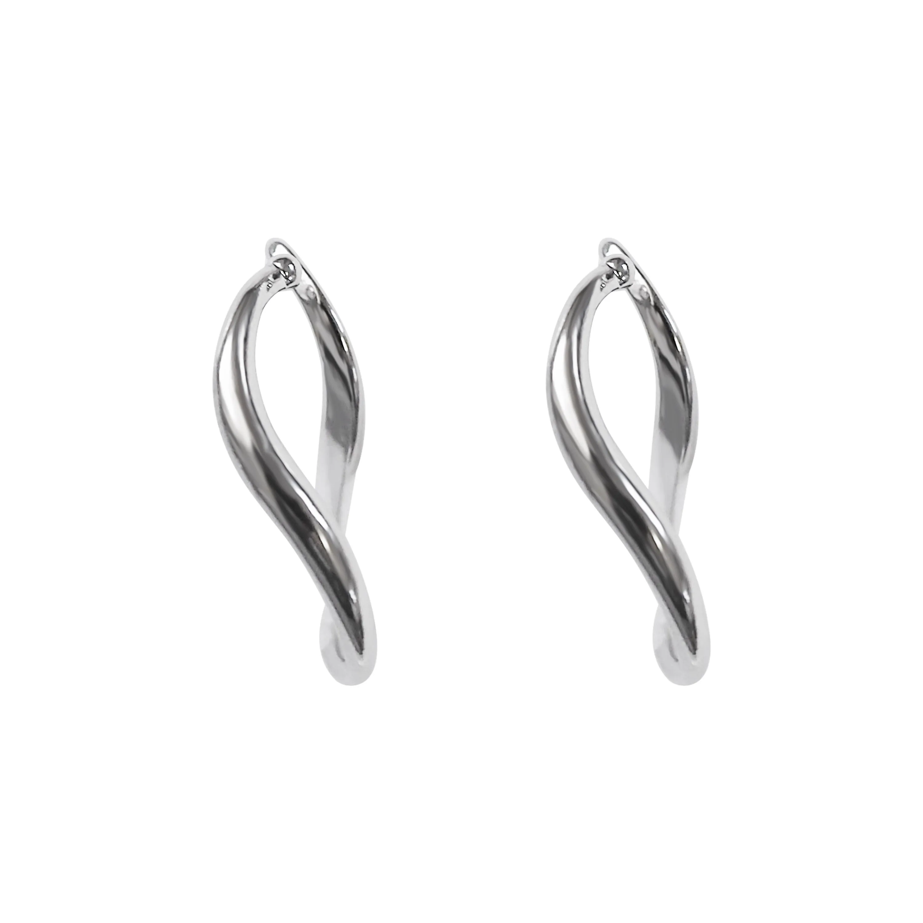 Silver Organic Shaped HoopEar Cuff Clip On Earrings