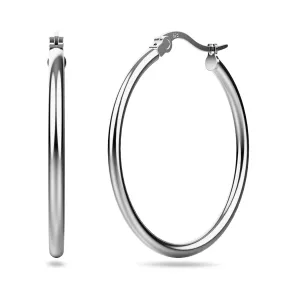 Solid 925 Signature Silver Luna Hoop Earrings