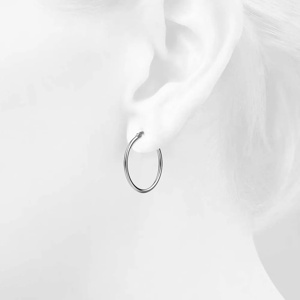 Solid 925 Signature Silver Luna Hoop Earrings