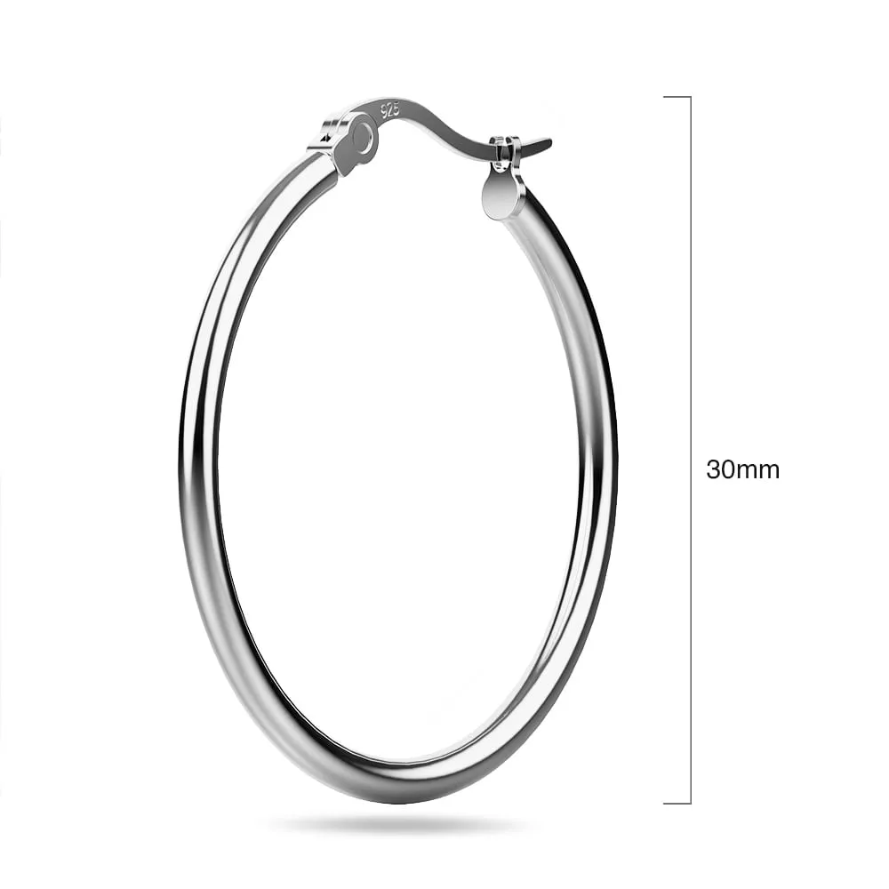 Solid 925 Signature Silver Luna Hoop Earrings