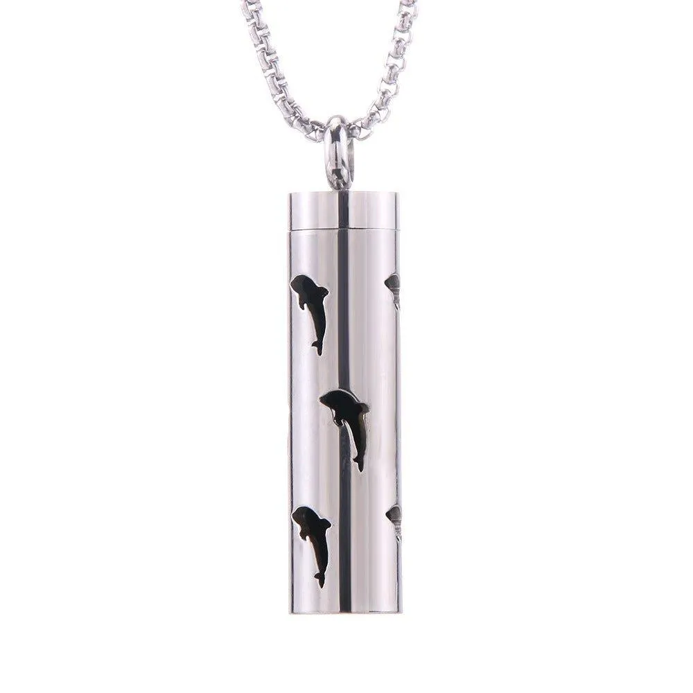 Stainless Steel Aromatherapy Pendant: Cylinder Love Necklace