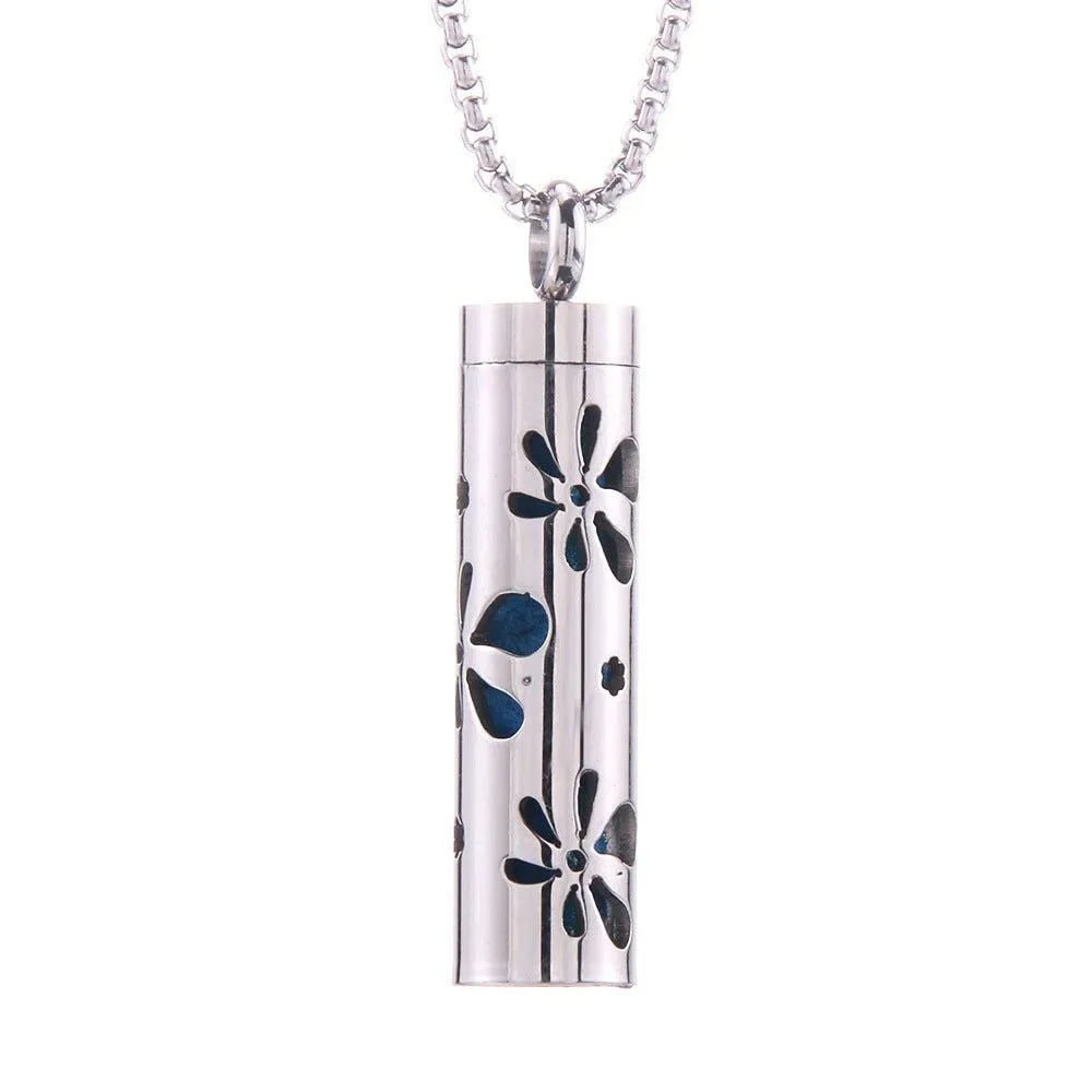 Stainless Steel Aromatherapy Pendant: Cylinder Love Necklace