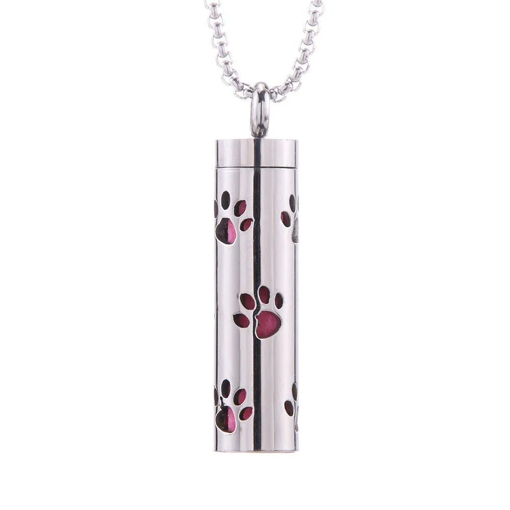 Stainless Steel Aromatherapy Pendant: Cylinder Love Necklace