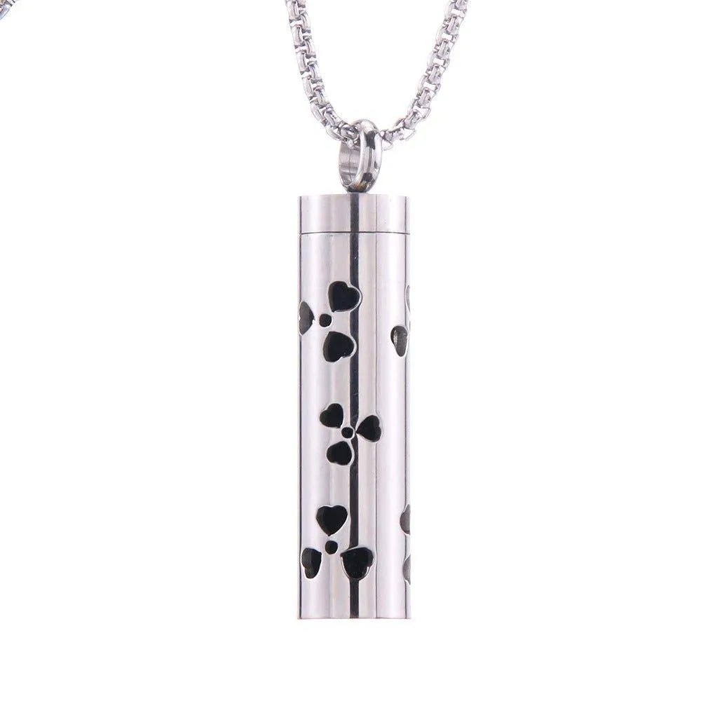 Stainless Steel Aromatherapy Pendant: Cylinder Love Necklace