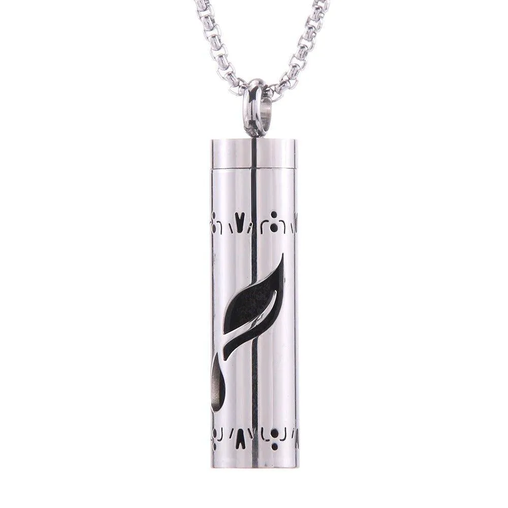 Stainless Steel Aromatherapy Pendant: Cylinder Love Necklace