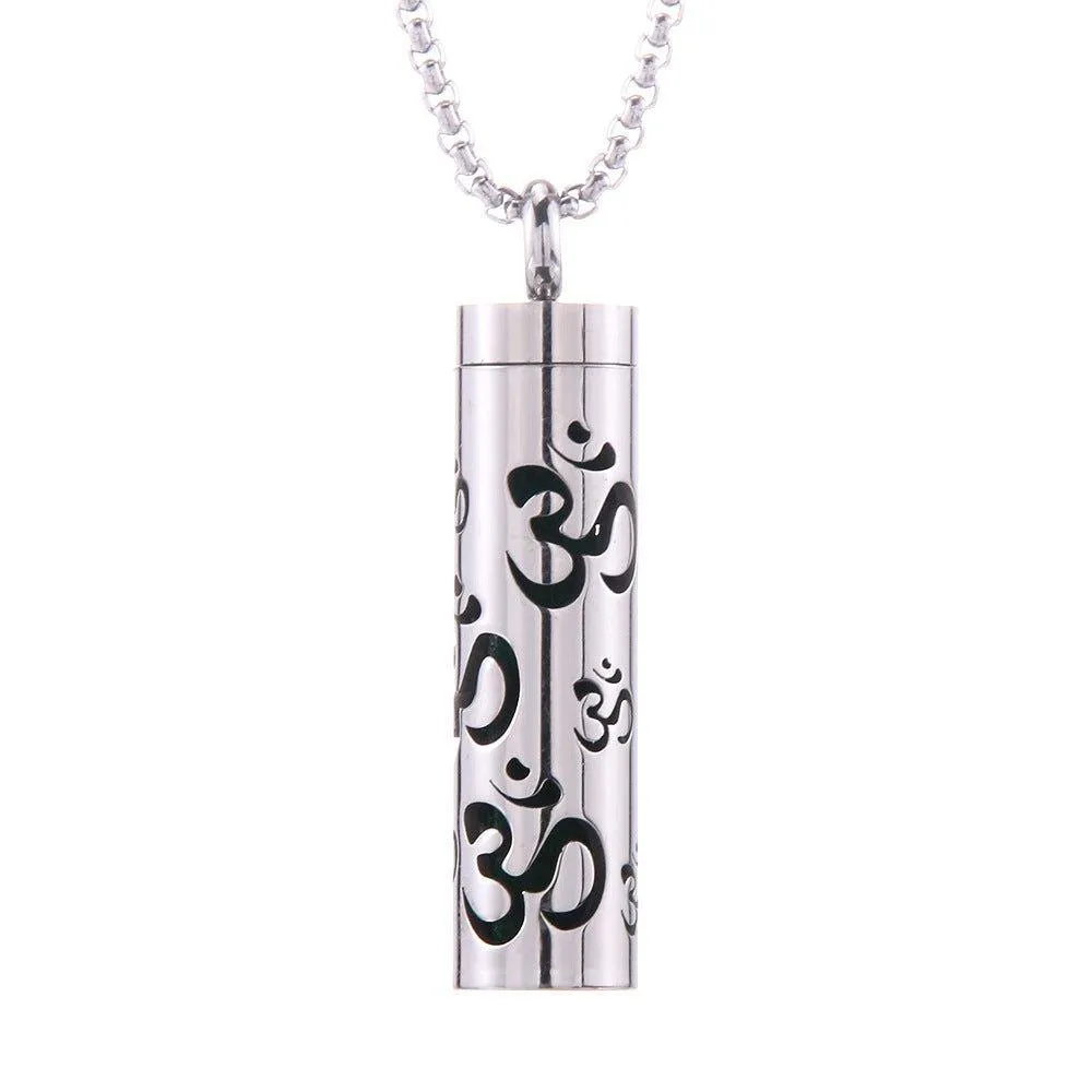 Stainless Steel Aromatherapy Pendant: Cylinder Love Necklace