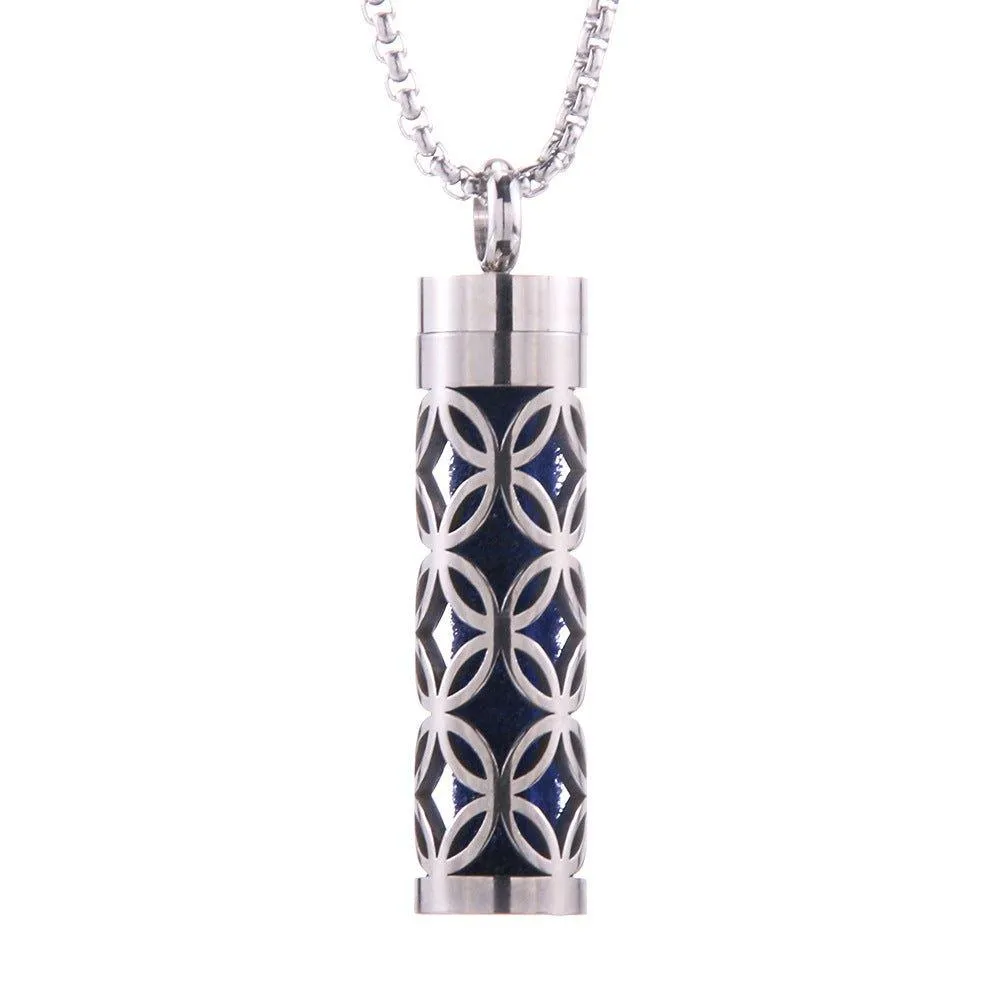 Stainless Steel Aromatherapy Pendant: Cylinder Love Necklace