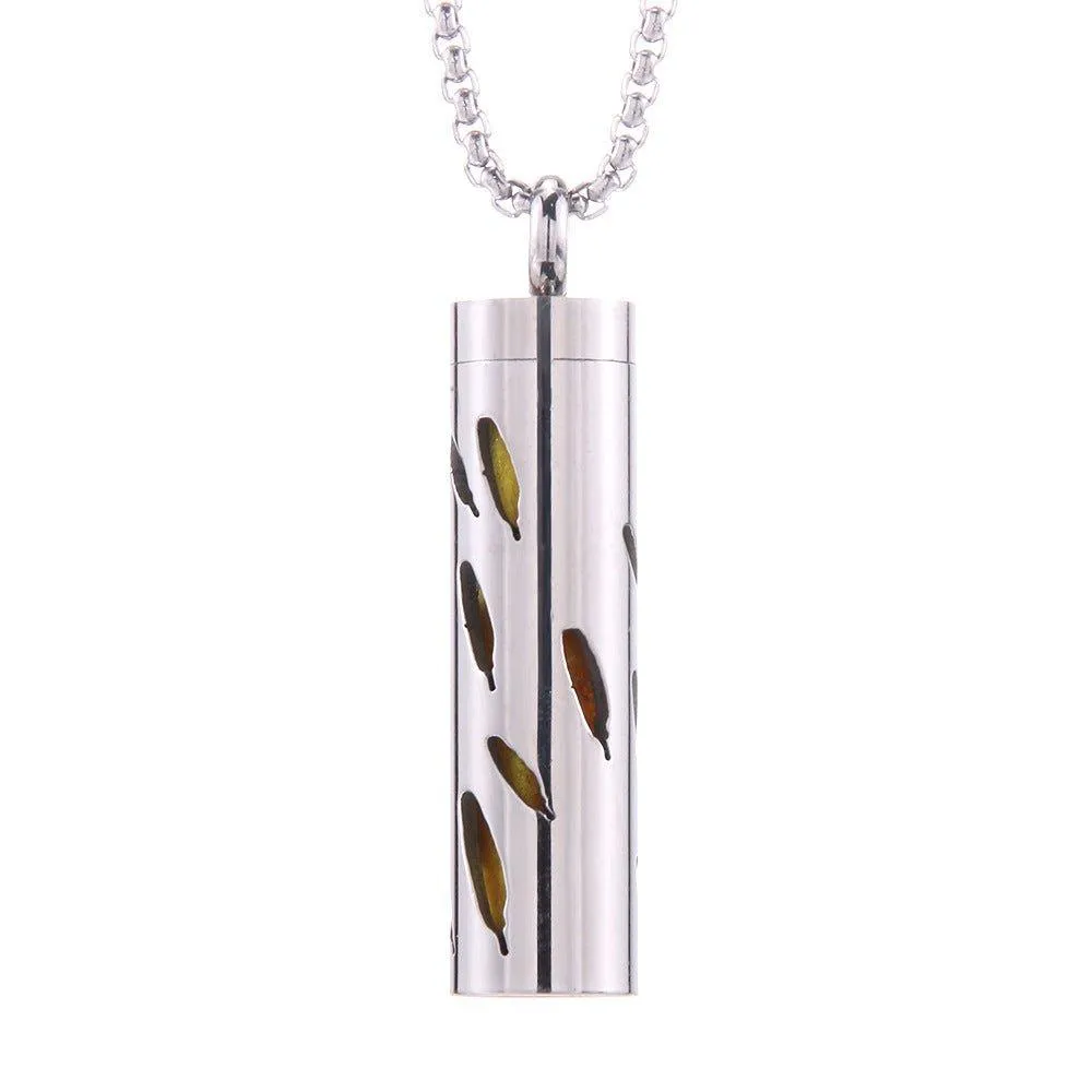 Stainless Steel Aromatherapy Pendant: Cylinder Love Necklace