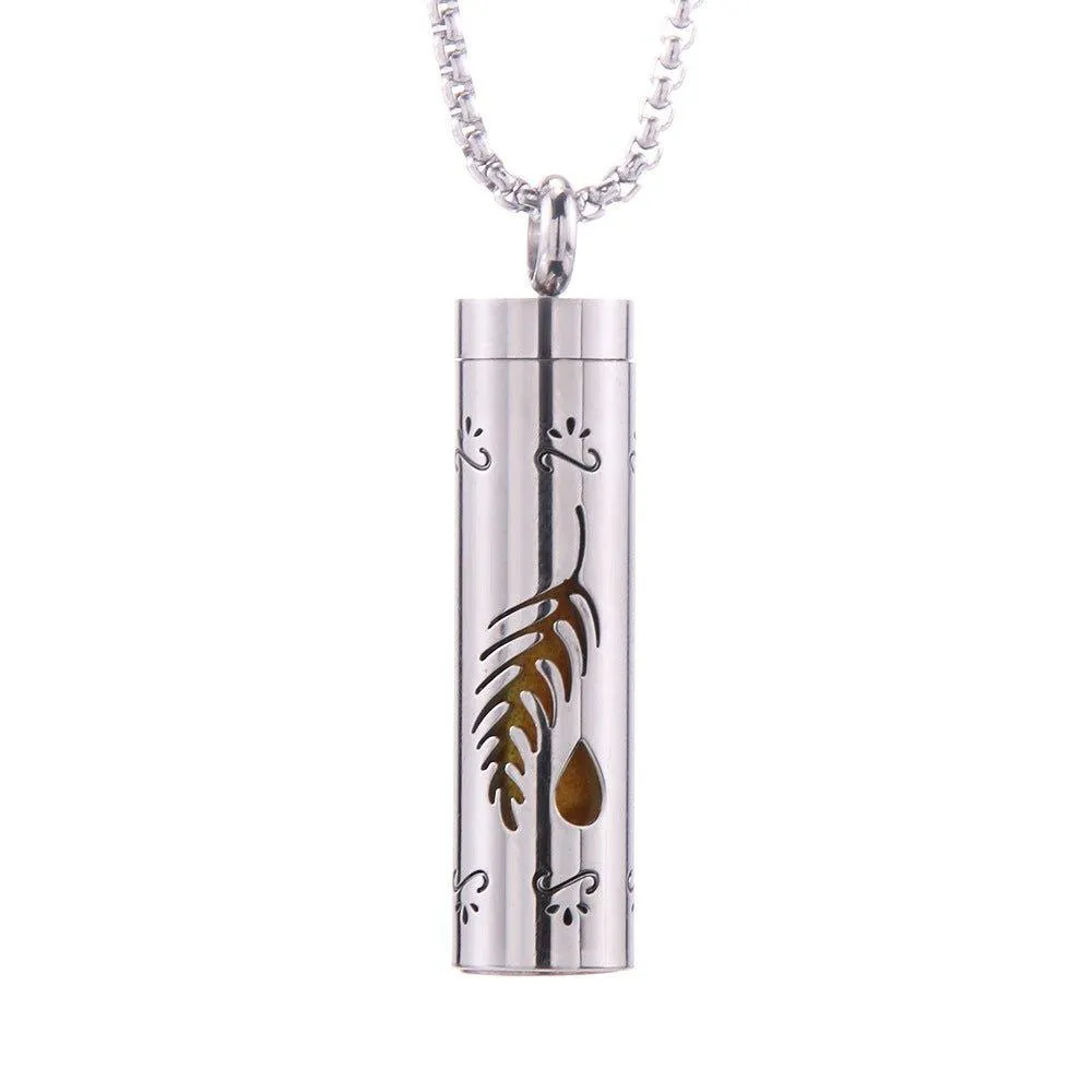 Stainless Steel Aromatherapy Pendant: Cylinder Love Necklace