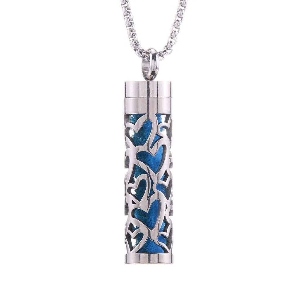 Stainless Steel Aromatherapy Pendant: Cylinder Love Necklace