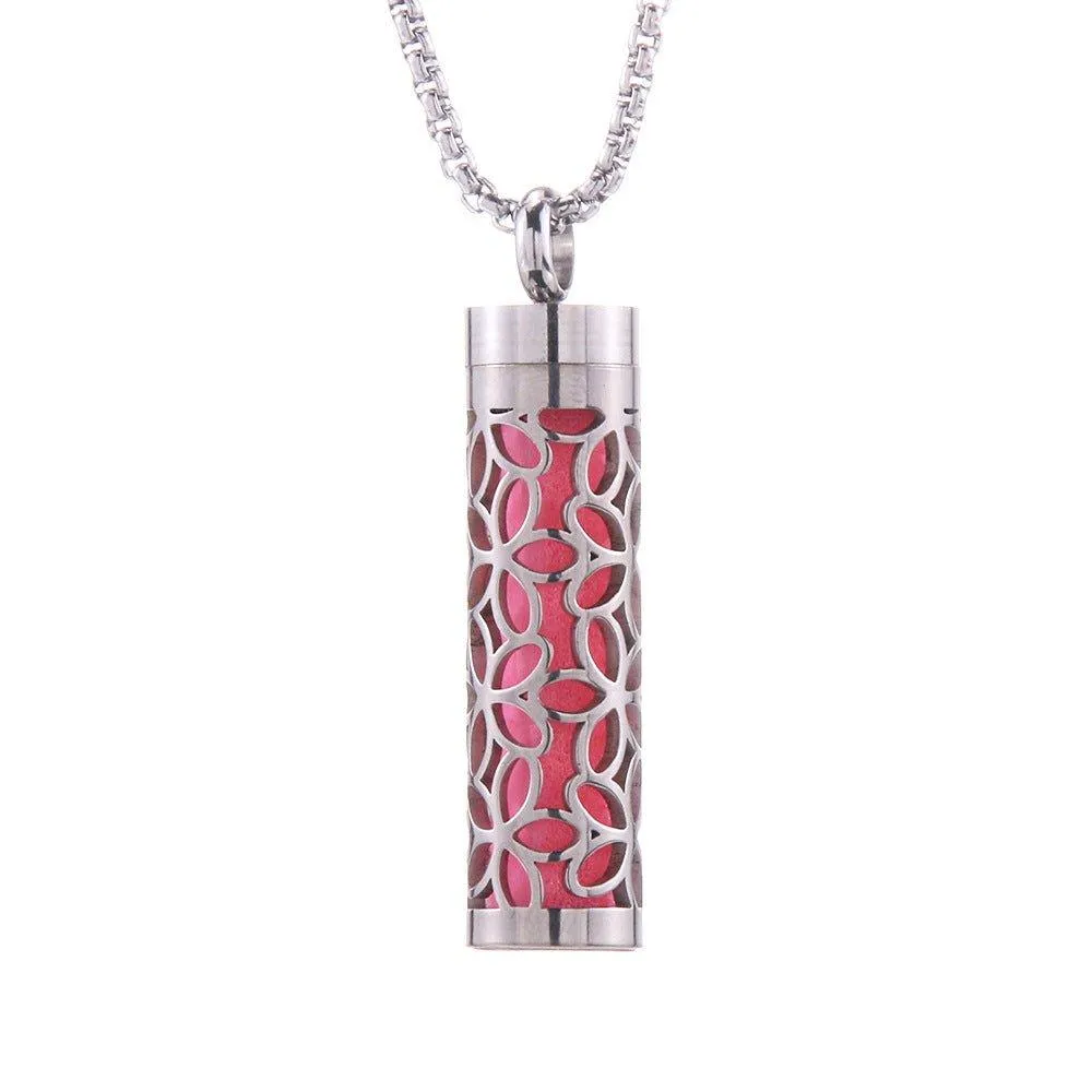 Stainless Steel Aromatherapy Pendant: Cylinder Love Necklace