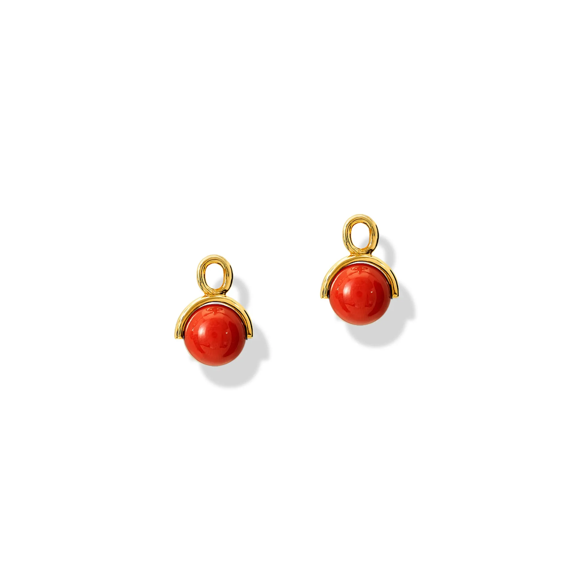 Stirrup Earrings Drops Yellow Gold - Coral