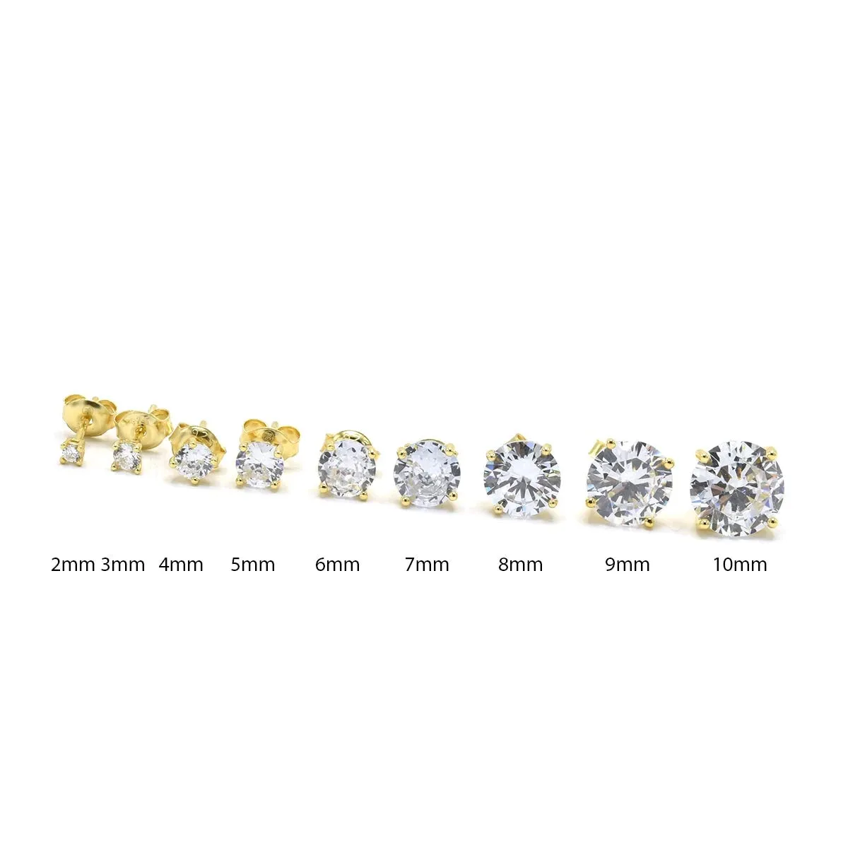 Stud Earrings, Standard Daily Round Diamond CZ .925 Sterling Silver Stud Earrings