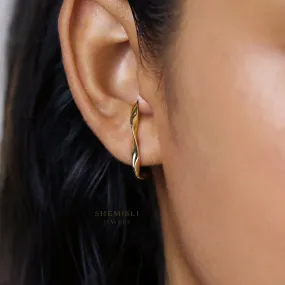 Stud Lobe cuff earrings, Twisted Wire, Unisex, Gold, Silver SHEMISLI SS054