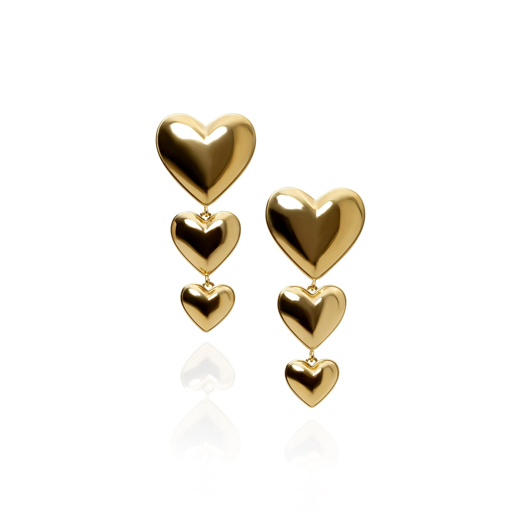 THE THREE HEART DROP EARRINGS