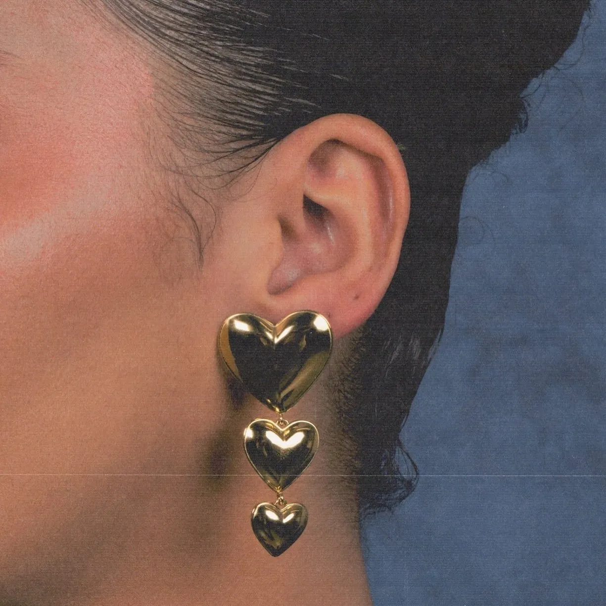 THE THREE HEART DROP EARRINGS