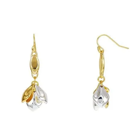 Two-Tone Cluster Petal Drop Earrings