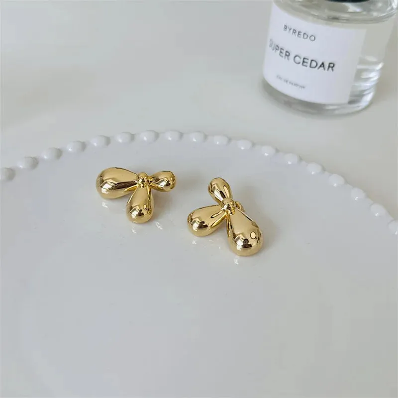 VAIGE Vintage Irregular Geometric Floral Stud Earrings in Gold and Silver