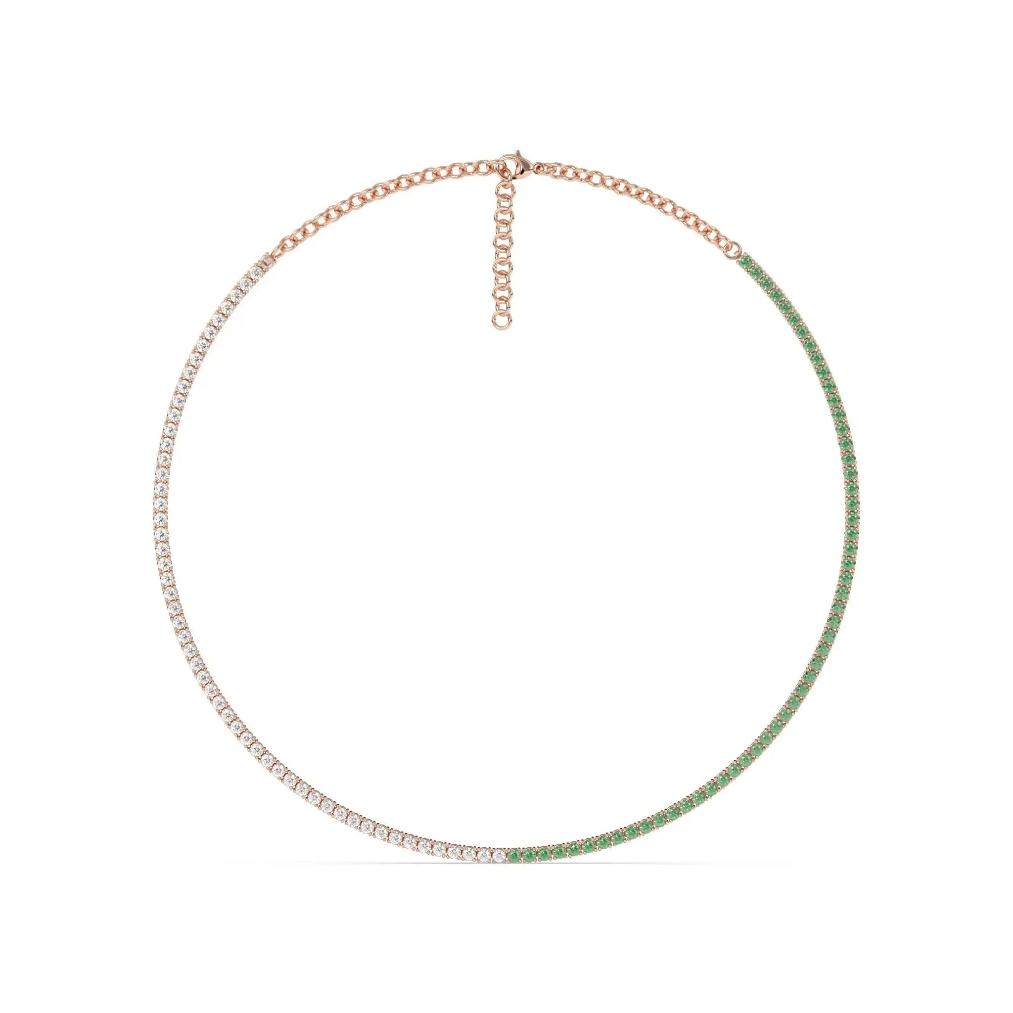 White & Green Topaz Tennis Necklace