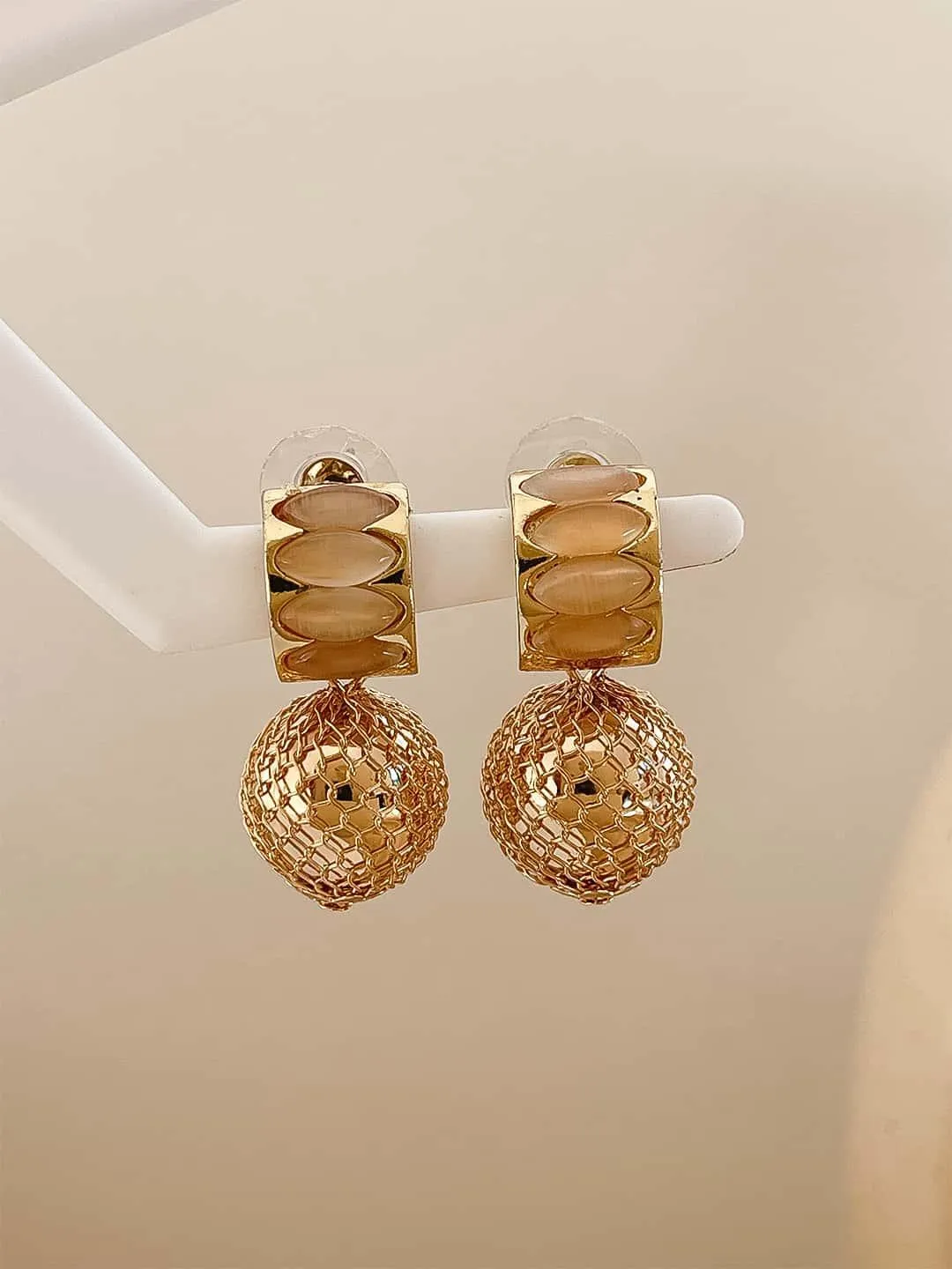 Woven Gold Domed Earrings