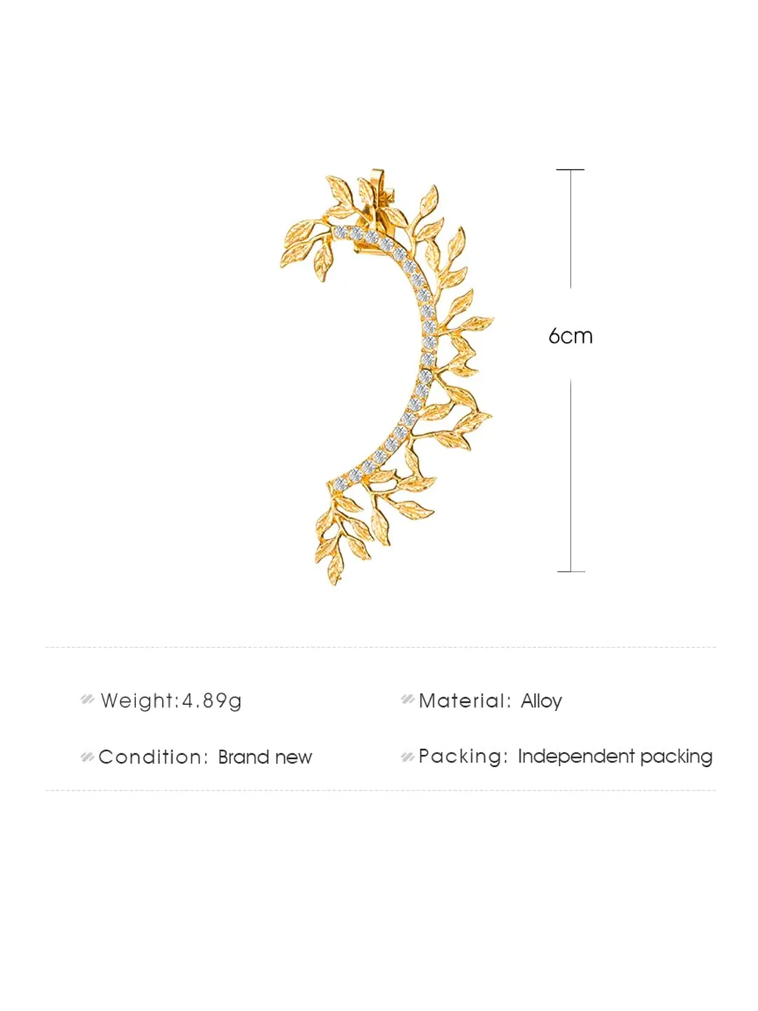 Yellow Chimes Earrings for Women & Girls Fashion Gold Ear Cuff | Gold Plated Leafy Shaped Single Clip On Ear Cuff Western Ear Cuffs Earrings | Birthday Gift for Girls and Women