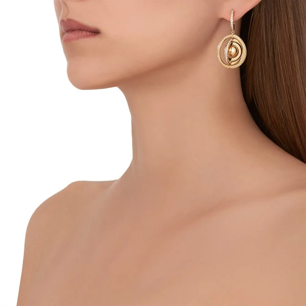 Yellow Gold Water Duality Earrings with White Diamonds