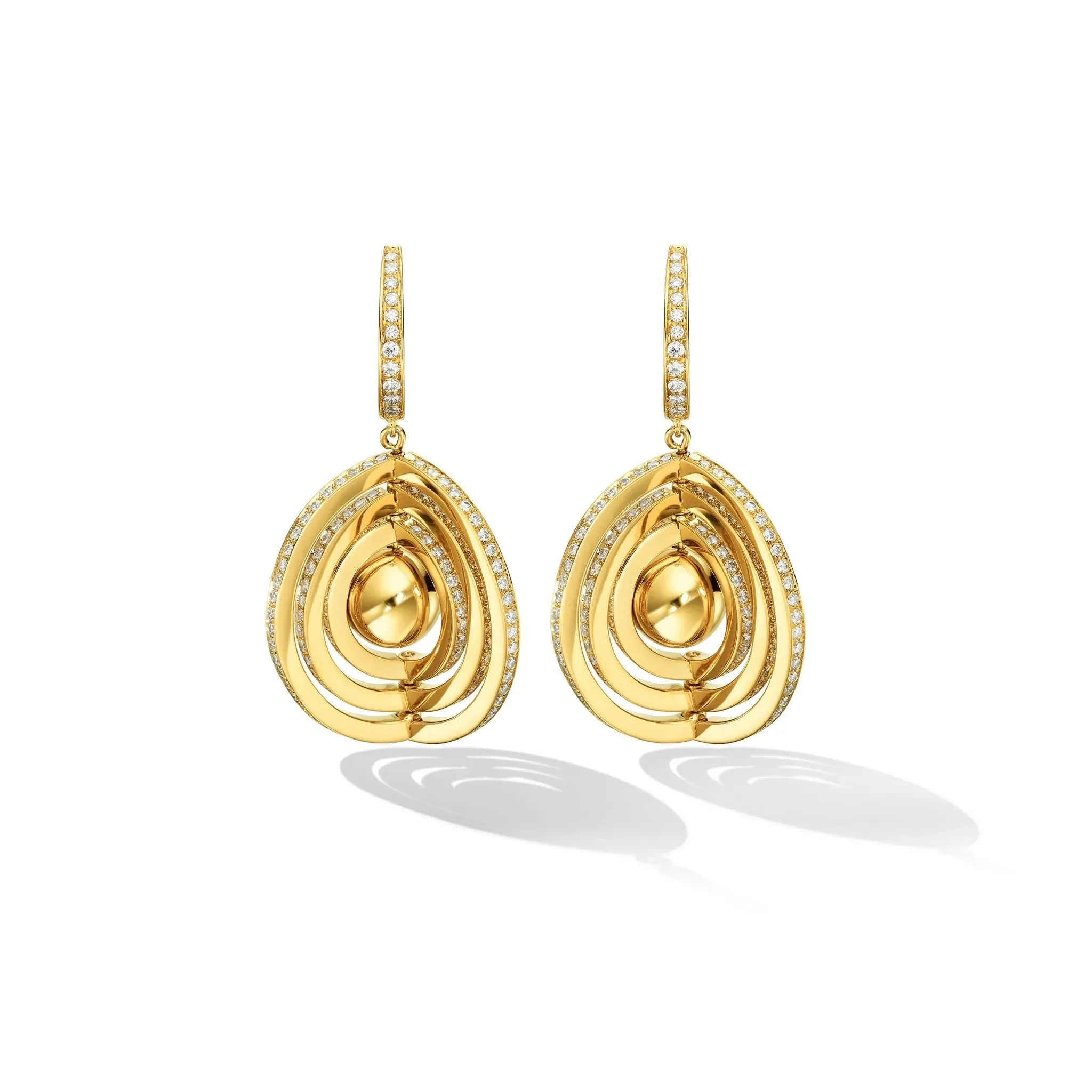 Yellow Gold Water Duality Earrings with White Diamonds