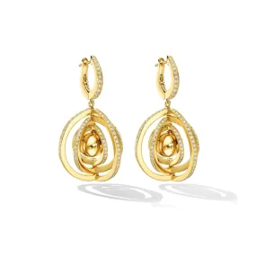 Yellow Gold Water Duality Earrings with White Diamonds